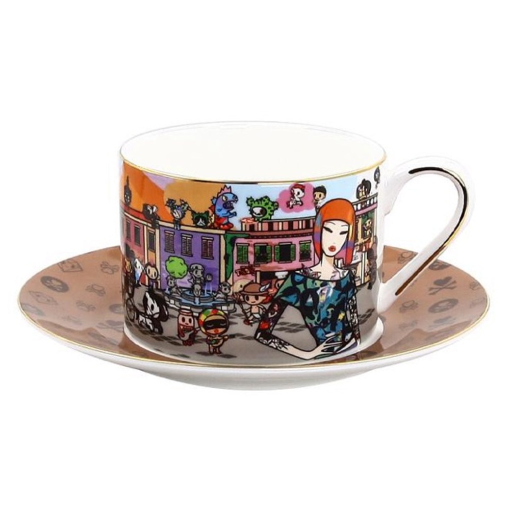 NWT TOKIDOKI Around the World Ceramic Cup & Saucer